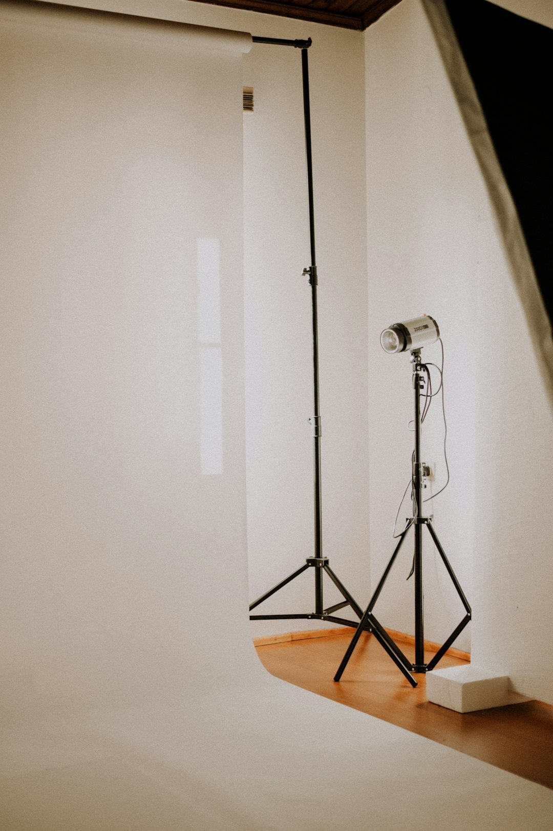 Professional microphone and camera equipment in a bright studio